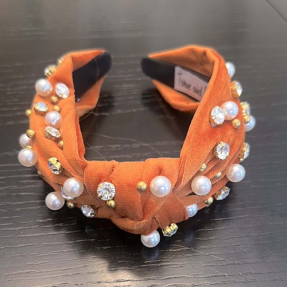 Orange Pearl Embellished Headband
